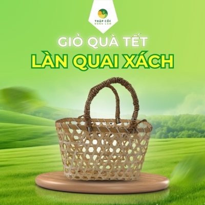 Giỏ Quà Tết Làn quai  Đựng Ngũ Cốc & Đậu - Thập Cốc Nông Lâm  (32x16x20cm)